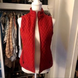 High Neck Red Quilted Vest - Size PS